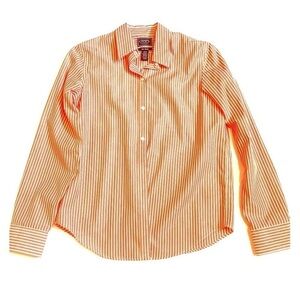Chaps. Botton Down Shirt NO IRON Orange Vertical Stripe Size S/P